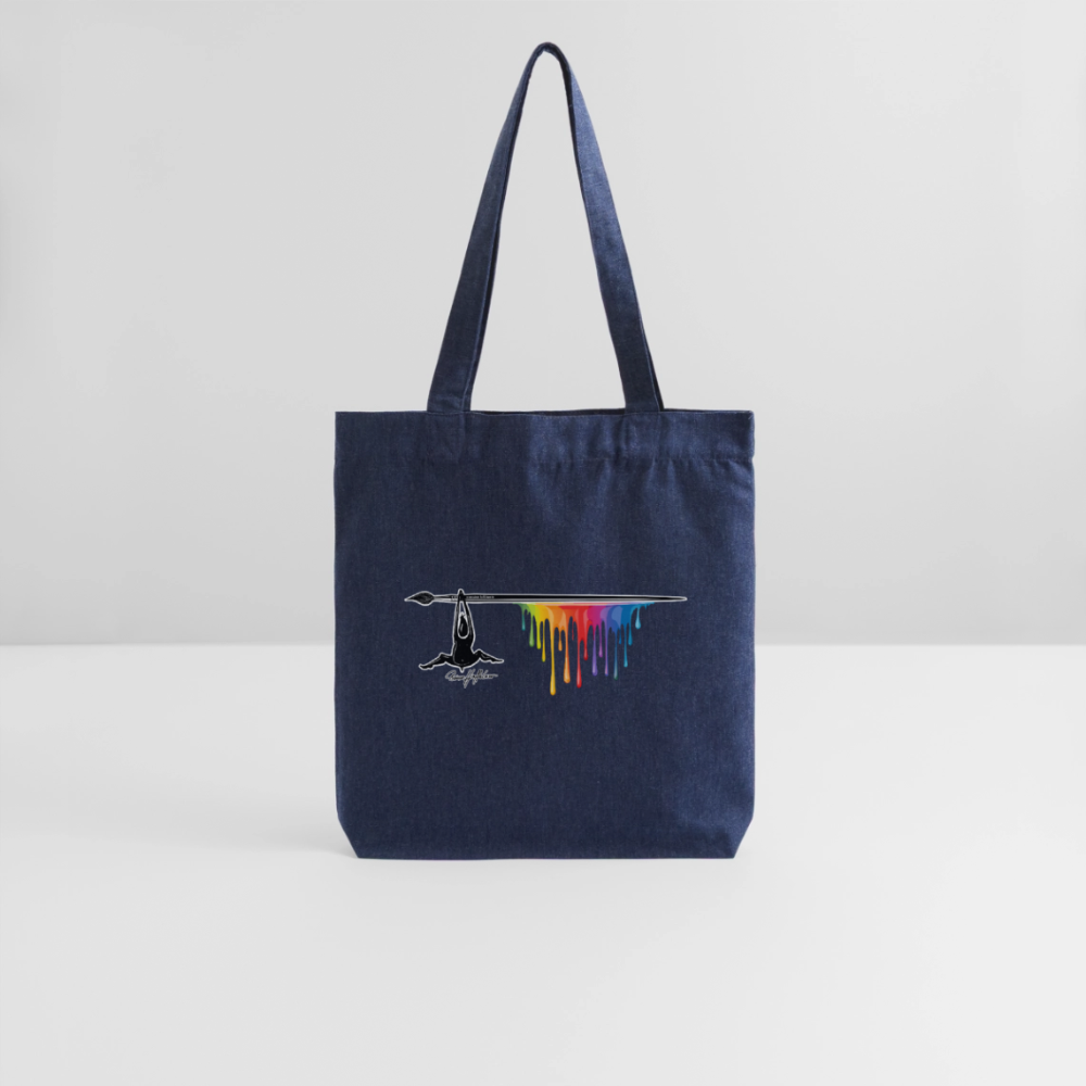 Recycelter Heavyweight Stoffbeutel mit TUSCHEMÄNNCHEN PRINT - melange Blue