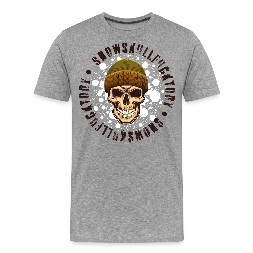 Männer Premium T-Shirt mit SNOWSKULL PRINT - Grau meliert