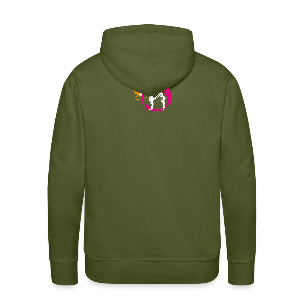 Männer Premium Hoodie mit ES ESKALIERT EH PRINT - Olivgrün