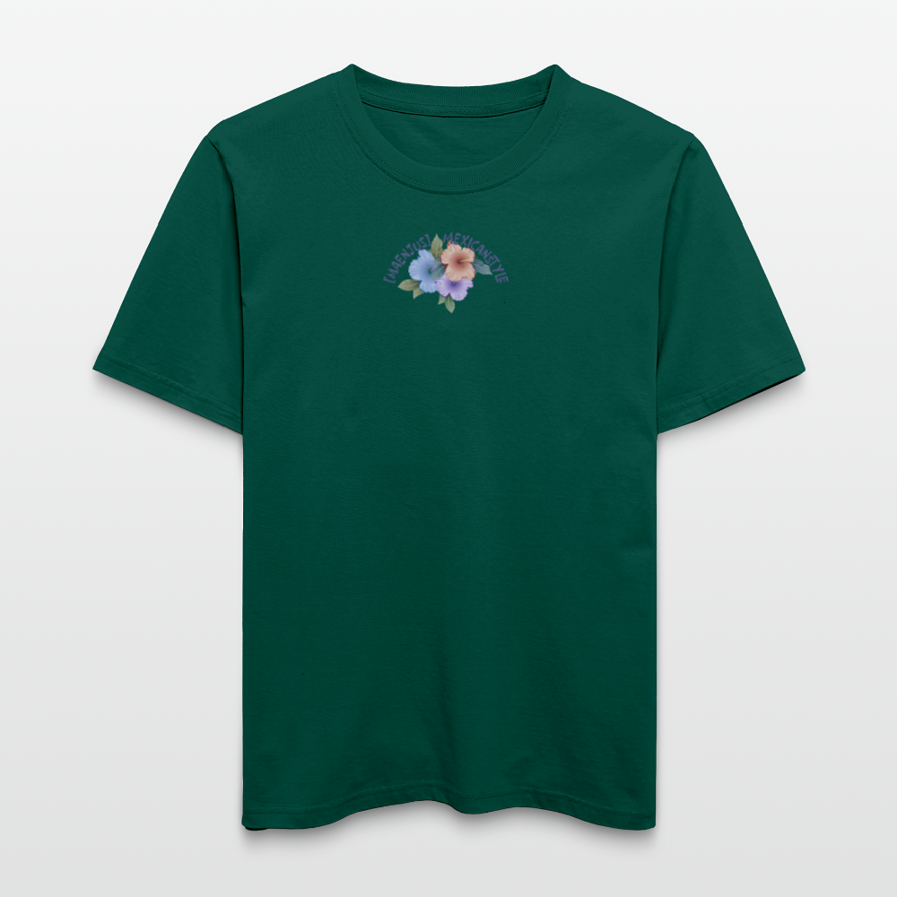 Relaxed Fit Unisex Bio-T-Shirt mit MAENJUS MEXICANSTYLE PRINT Vorder- und Rückseite - Forest