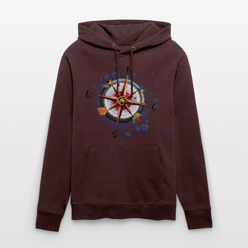 Unisex Hoodie mit WINDROSE PRINT - Maroon