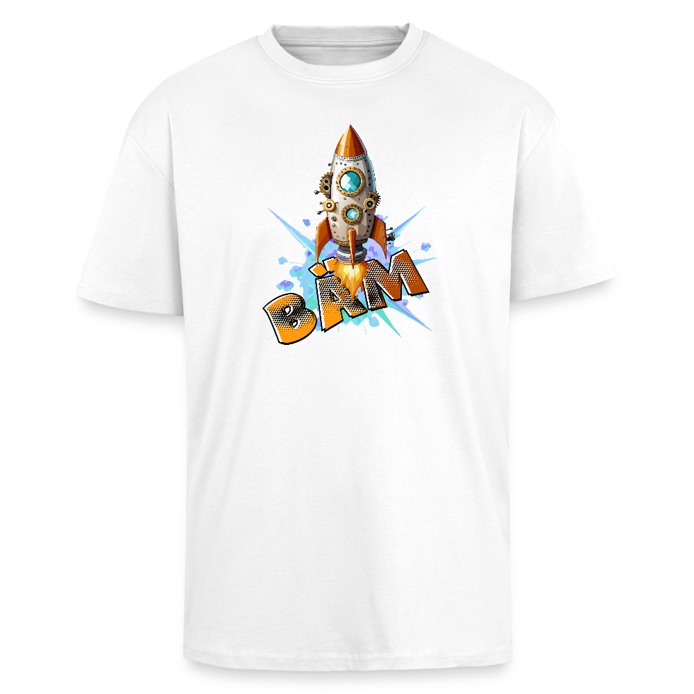 Heavy Oversize T-Shirt mit RAKETE PRINT - Weiß