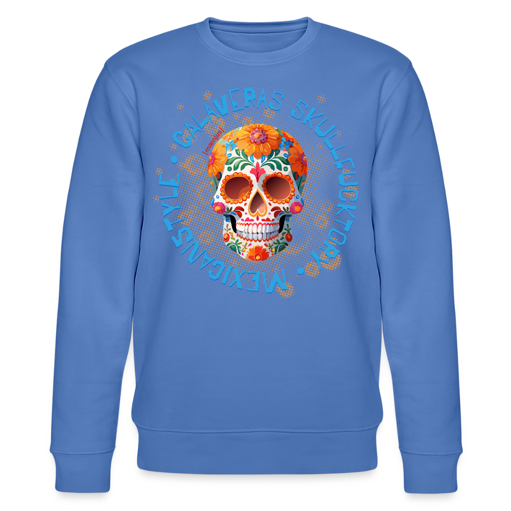 Unisex Bio-Sweatshirt mit CALAVERAS SKULL PRINT - Blau