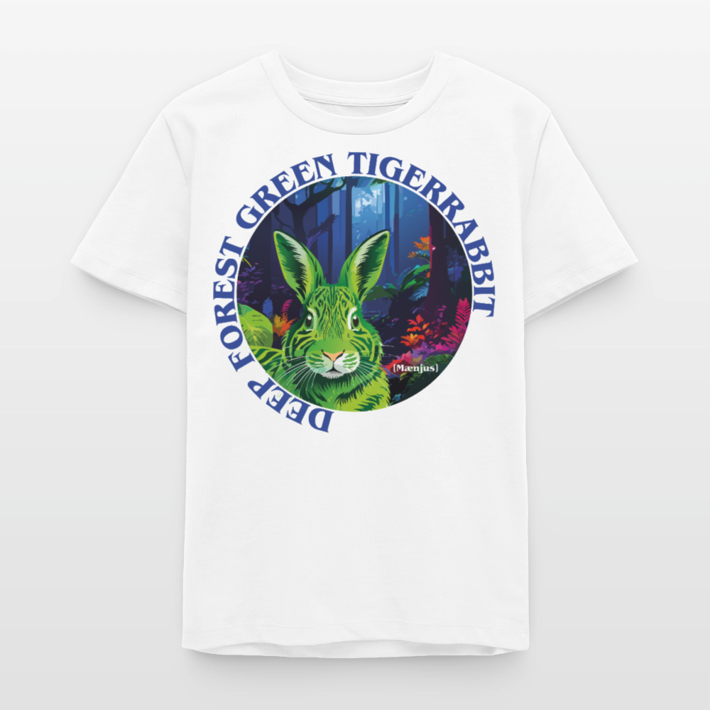 MNJS TEENS Bio T-Shirt mit DEEP FOREST GREEN TIGERRABBIT PRINT - Weiß