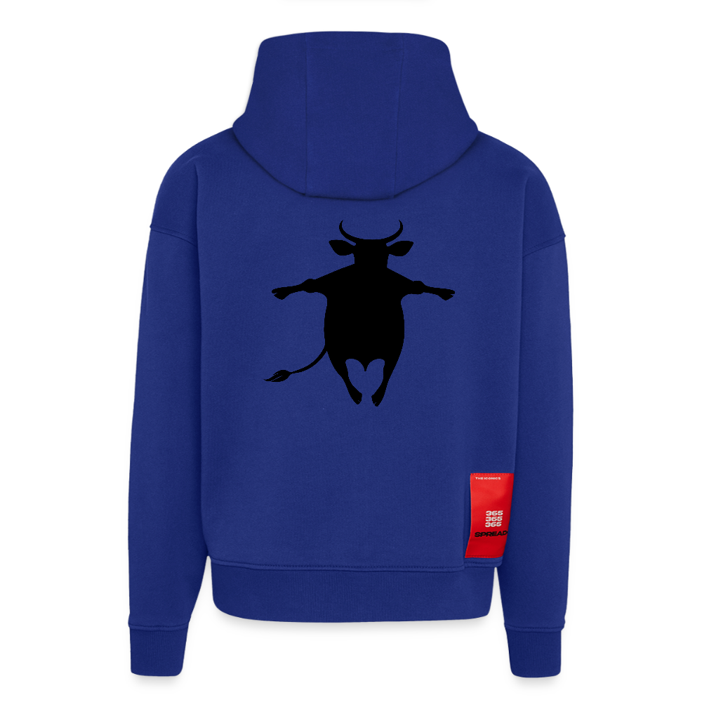 Heavyweight Oversized Organic Hoodie mit FUNNY COW PRINT - Iconic Blue