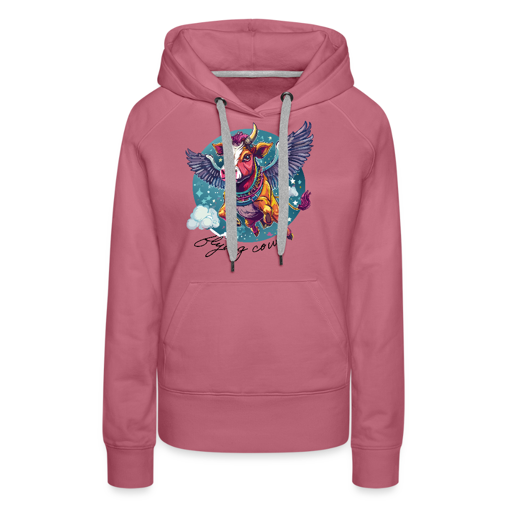 Frauen Premium Hoodie mit FLYING COW PRINT - Malve