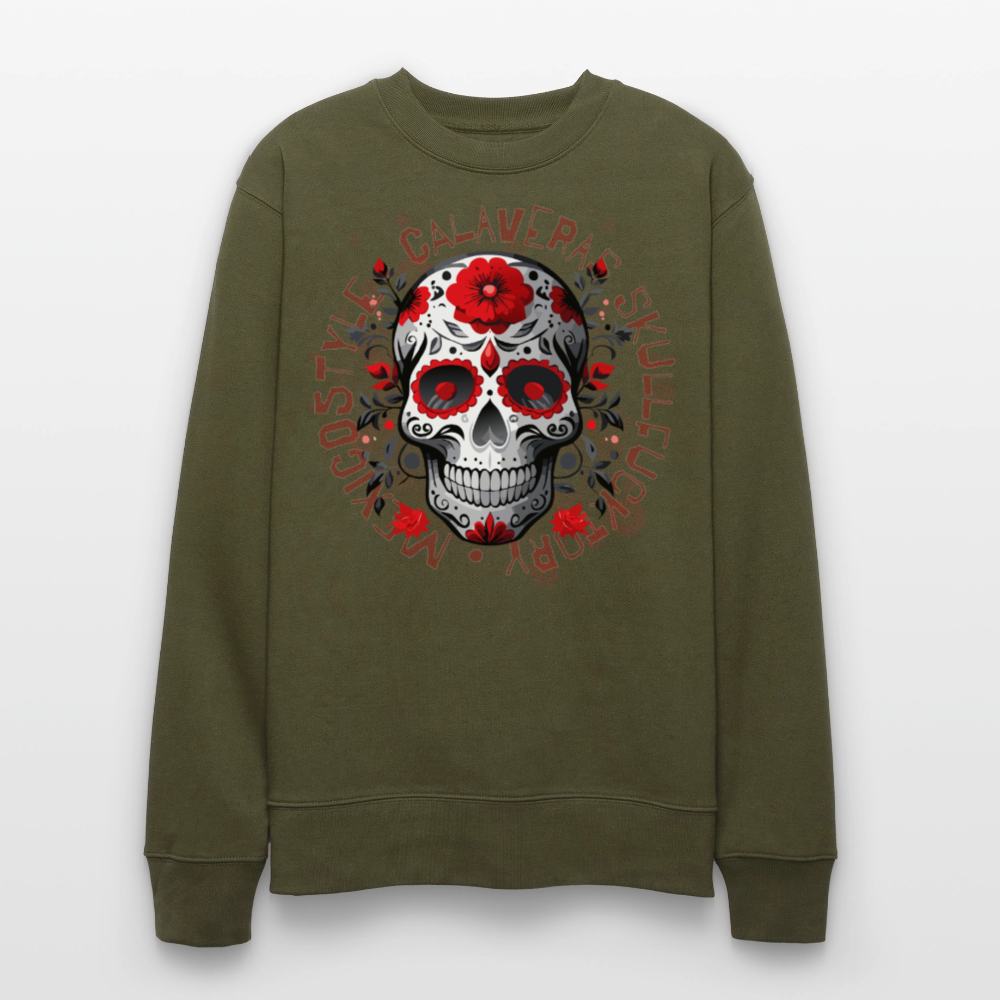 Unisex Bio-Sweatshirt mit CALAVERAS SKULL PRINT - Khaki