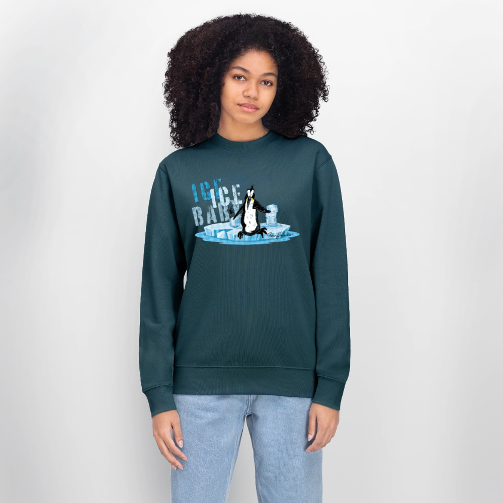 Unisex Bio-Sweatshirt mit ICE ICE BABY PRINT - Dunkles Petrol