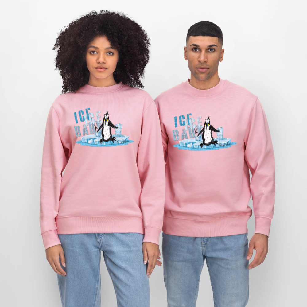 Unisex Bio-Sweatshirt mit ICE ICE BABY PRINT - Hellrosa
