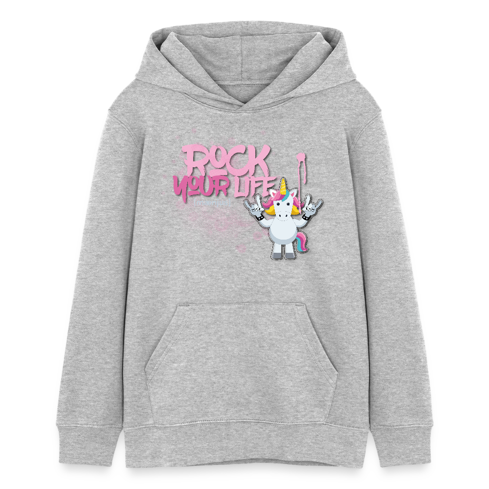Teens Bio-Hoodie mit ROCK YOUR LIFE PRINT - Grau meliert