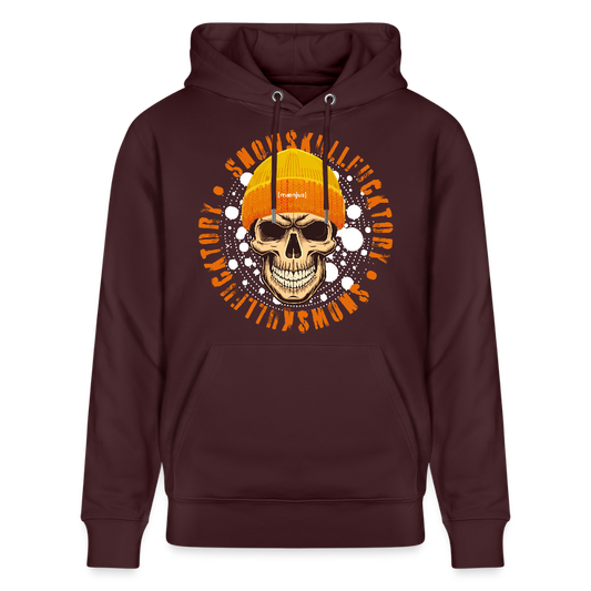 Unisex Bio-Hoodie mit SNOWSKULL FUCKTORY PRINT - Maroon