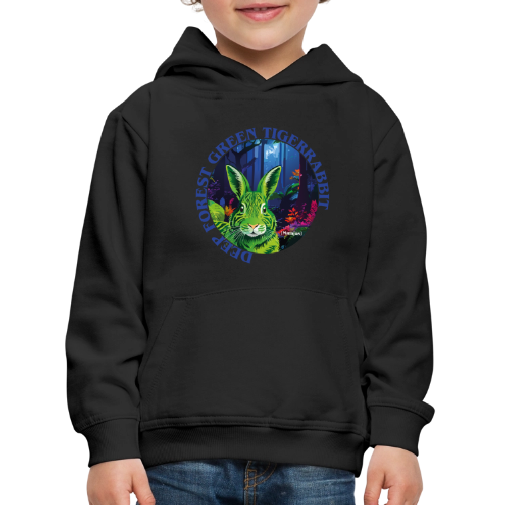MNJS KIDS Premium Hoodie mit DEEP FOREST GREEN TIGERRABBIT PRINT - Schwarz