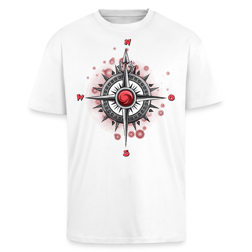 Heavy Oversize T-Shirt mit WINDROSE PRINT - Weiß