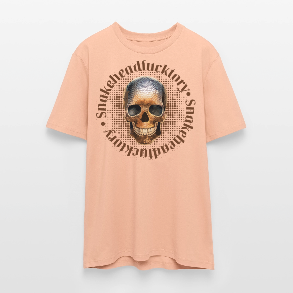 Unisex Bio-T-Shirt mit SNAKEHEAD SKULL PRINT Vorderseite - Pfirsich