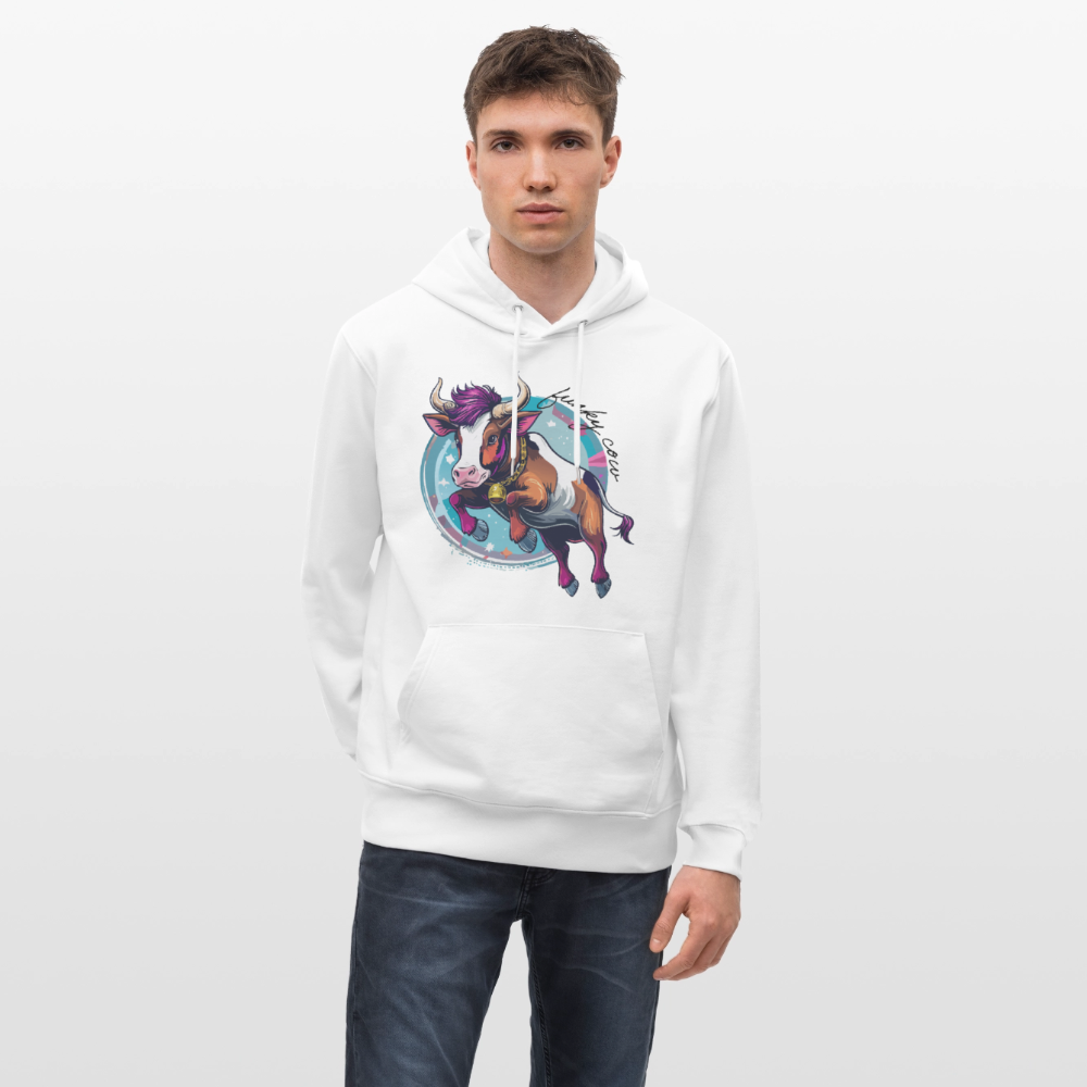 Unisex Hoodie mit FUNKY COW PRINT - Weiß