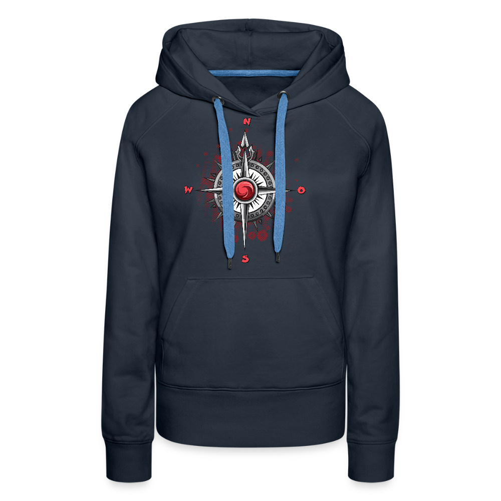Frauen Premium Hoodie mit WINDROSE PRINT - Navy