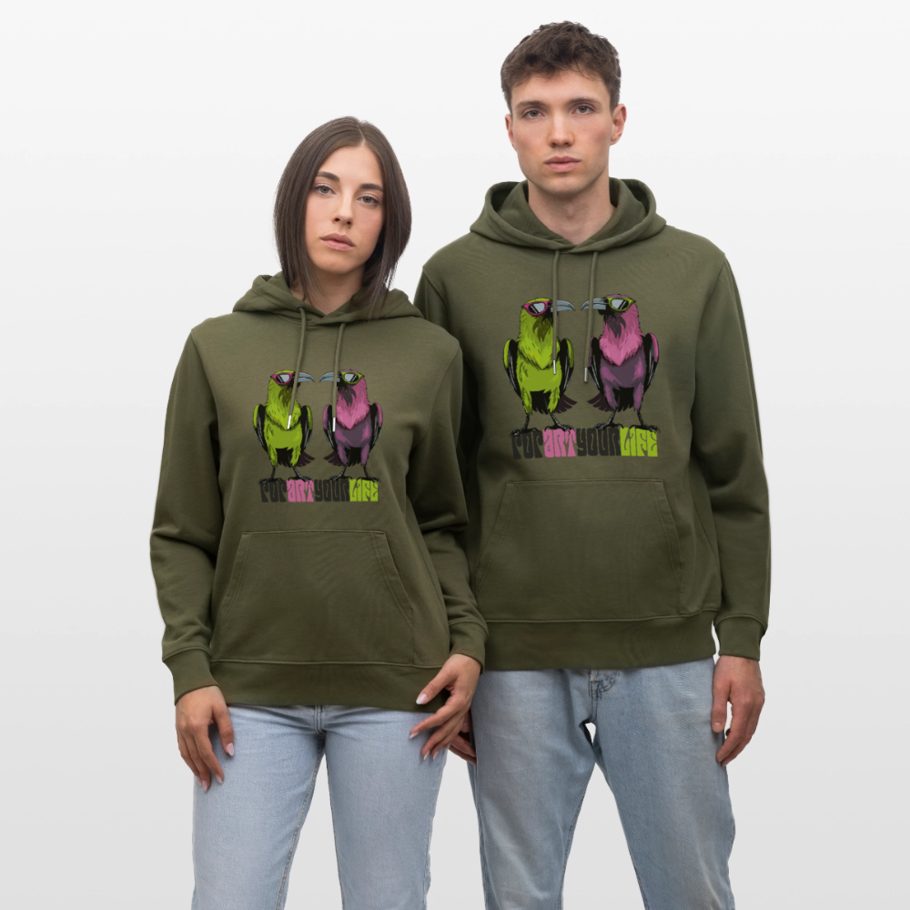 Unisex Hoodie mit POPART YOUR LIFE PRINT - Khaki Grün