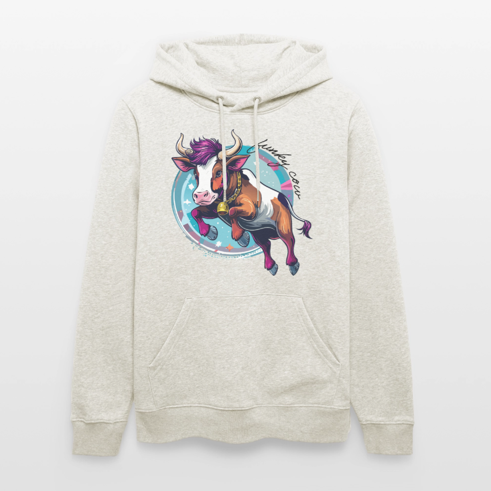 Unisex Hoodie mit FUNKY COW PRINT - Beige meliert