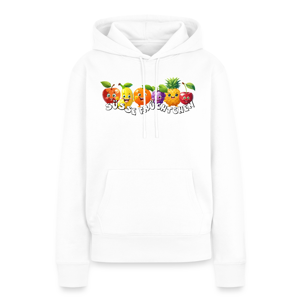 Frauen Premium Hoodie mit SÜSSE FRÜCHTCHEN PRINT - Weiß