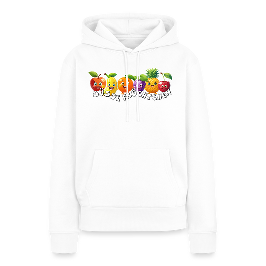 Frauen Premium Hoodie mit SÜSSE FRÜCHTCHEN PRINT - Weiß