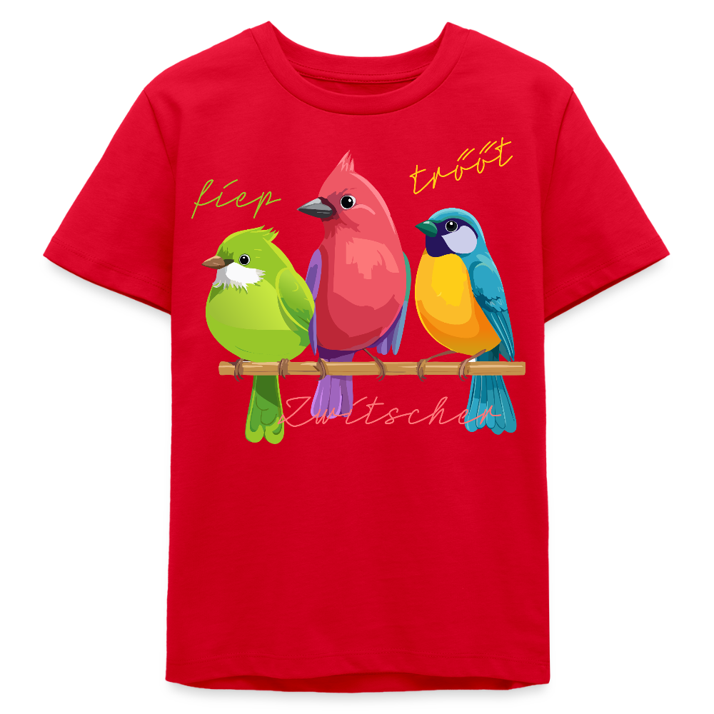 MNJS TEENS Bio T-Shirt mit ZWITSCHERGÄNG PRINT - Rot