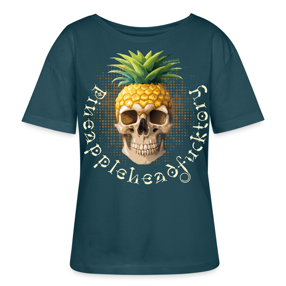 Frauen T-Shirt mit PINEAPPLE SKULL PRINT - Dunkles Petrol