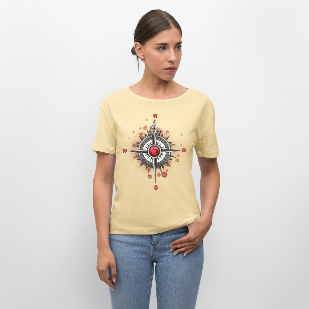 Frauen T-Shirt mit WINDROSE PRINT - Creme