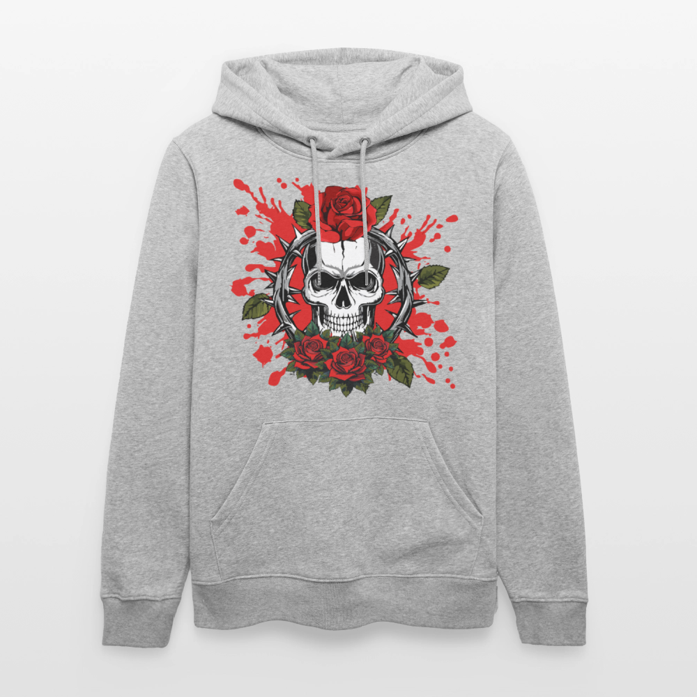 Unisex Hoodie mit ROSENSKULL PRINT - Grau meliert