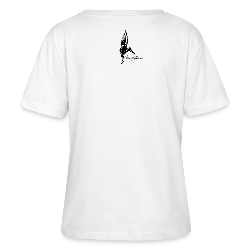 Relaxed Rundhals Frauen Bio-T-Shirt mit DYNAMIC FIELDS PRINT - Weiß