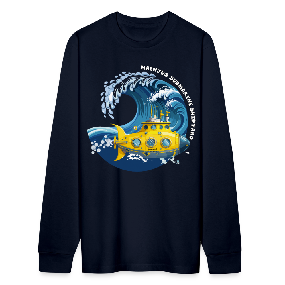 Unisex Bio-Langarmshirt mit MAENJUS SUBMARINE SHIPYARD PRINT - Navy