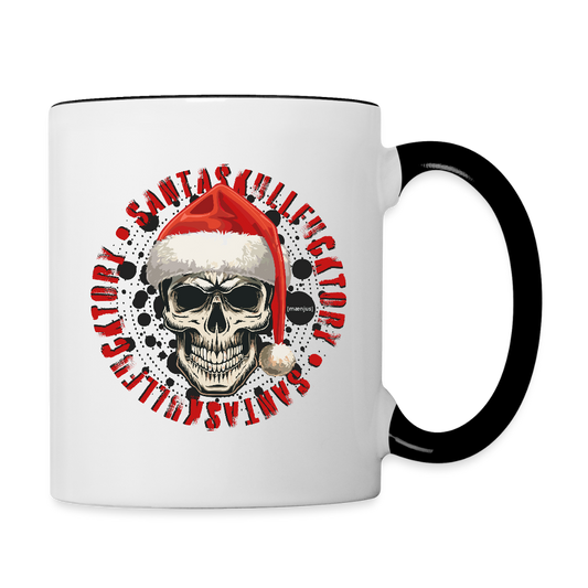 Tasse zweifarbig mit SANTASKULL FUCKTORY PRINT - Weiß/Schwarz
