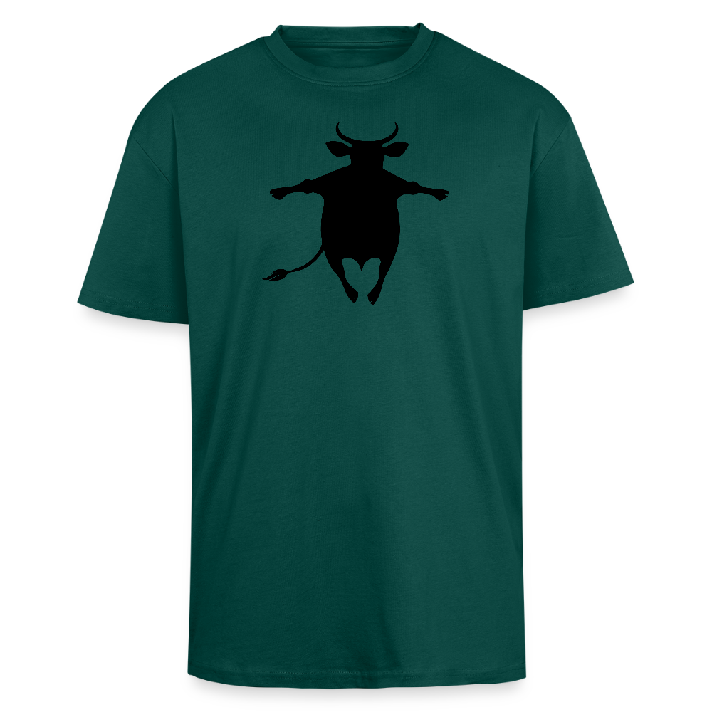 Heavy Oversize T-Shirt mit HAPPY COW PRINT - hunter Green