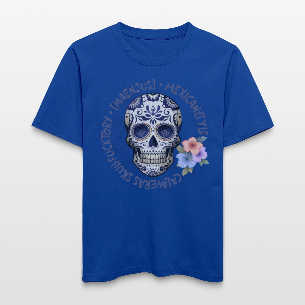 Relaxed Fit Unisex Bio-T-Shirt mit MAENJUS MEXICANSTYLE PRINT Vorderseite - Dunkelblau