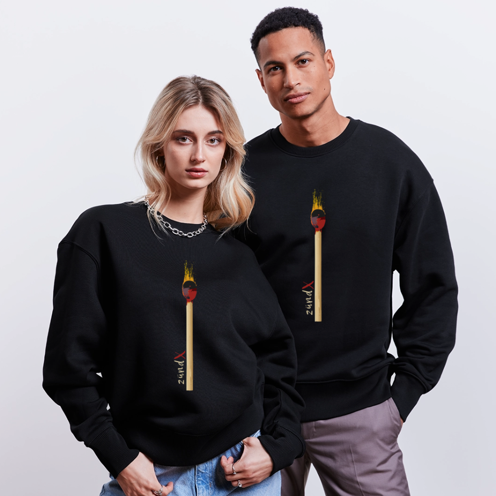 Unisex Oversize Pullover mit zündX PRINT - Schwarz