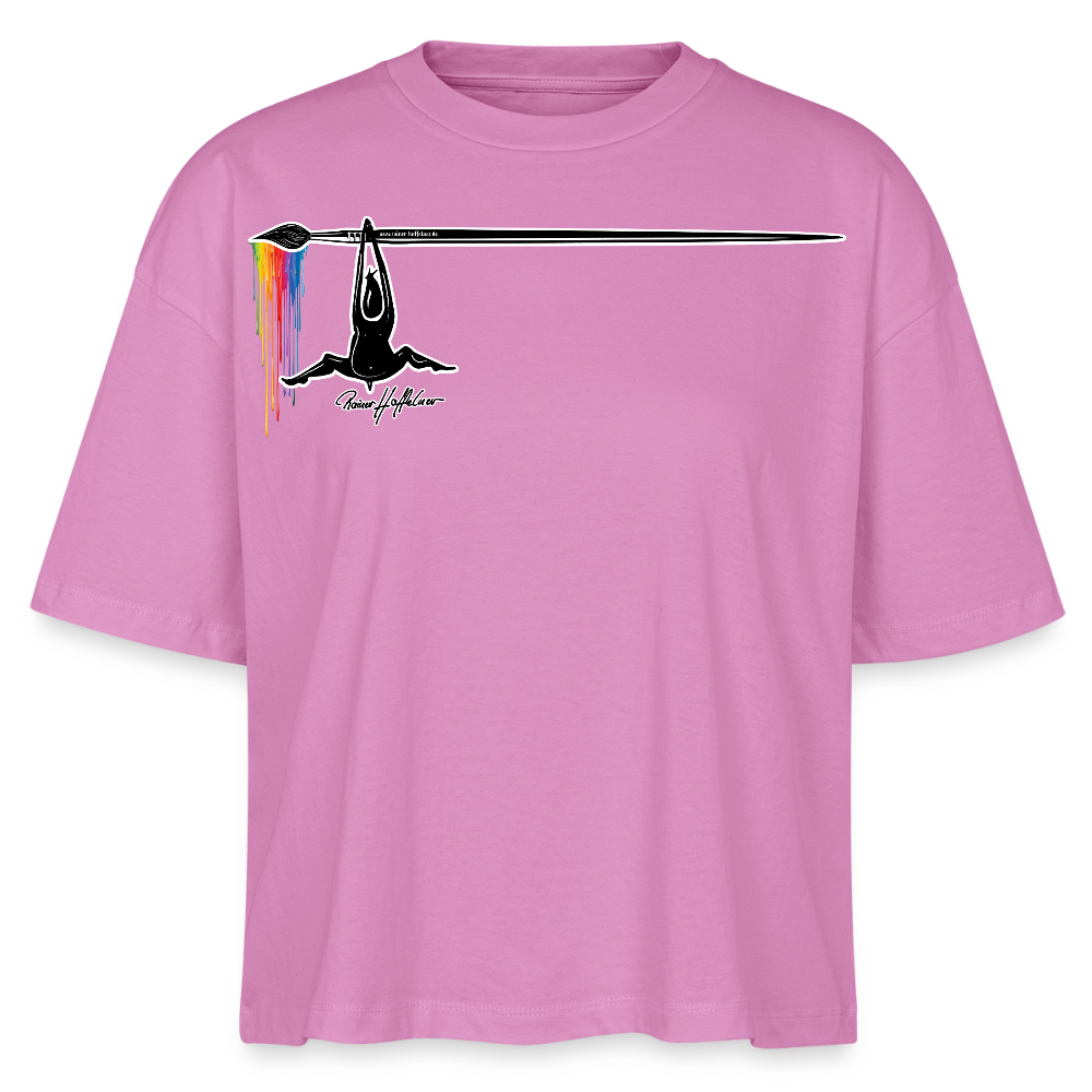 Frauen Boxy Bio-T-Shirt mit MÄNNLE PRINT - Pink