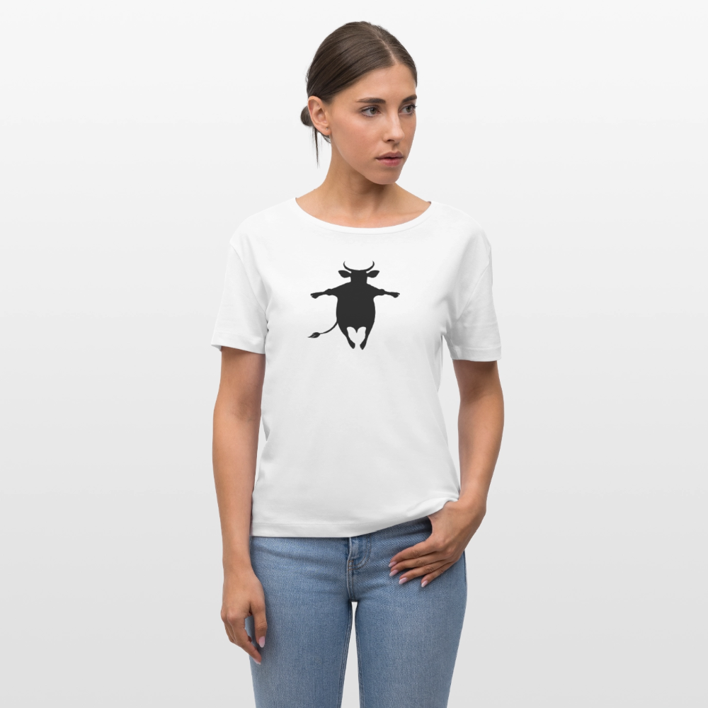 Frauen T-Shirt mit HAPPY COW PRINT - Weiß
