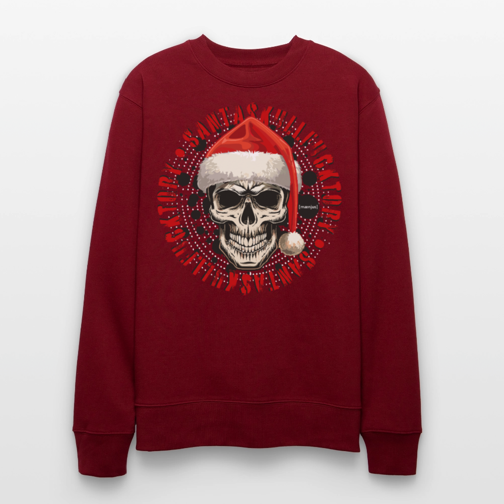 Unisex Bio-Sweatshirt mit SANTASKULL FUCKTORY PRINT - Burgunderrot