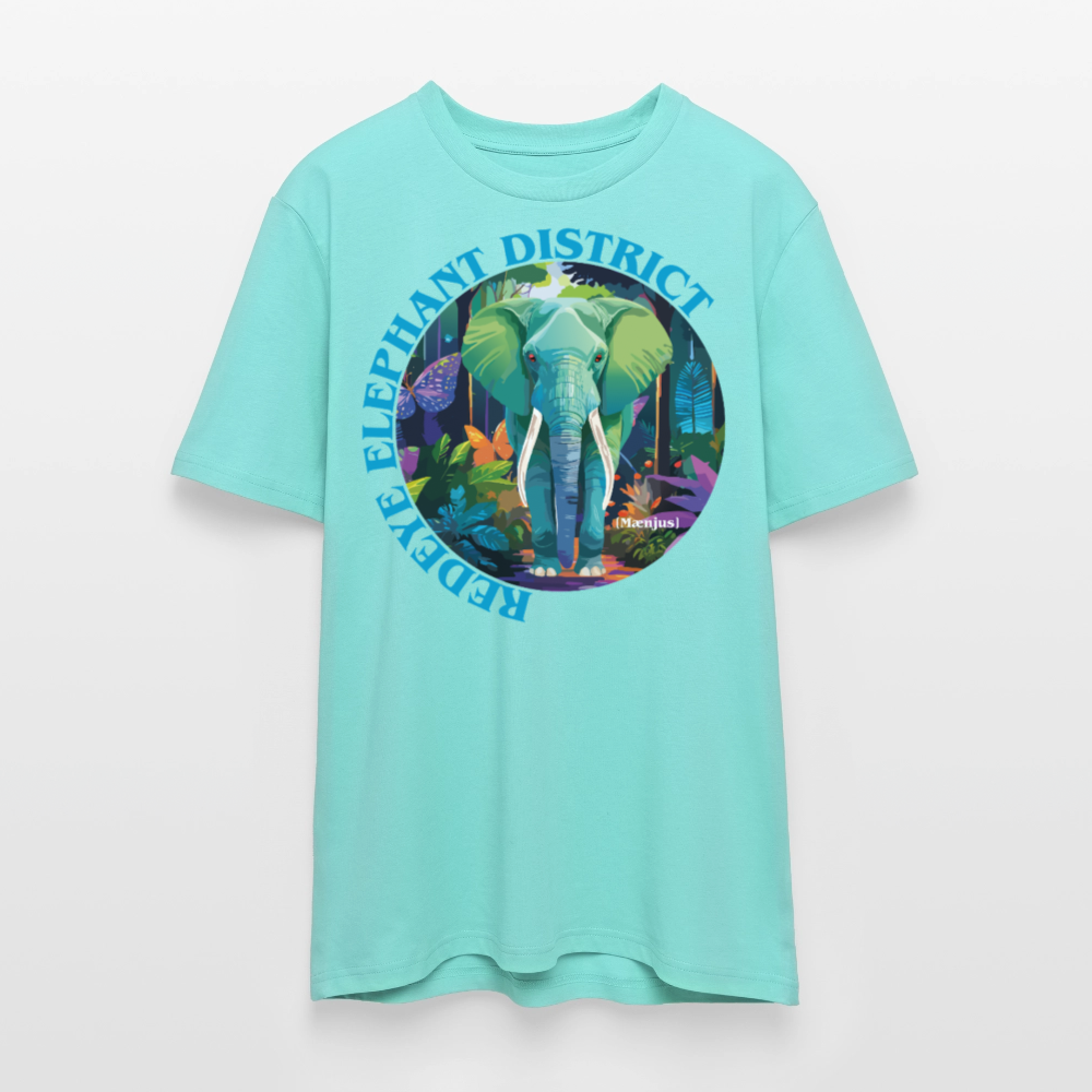 Unisex Bio-T-Shirt mit REDEYE ELEPHANT DISTRICT PRINT Vorderseite - Poolblau