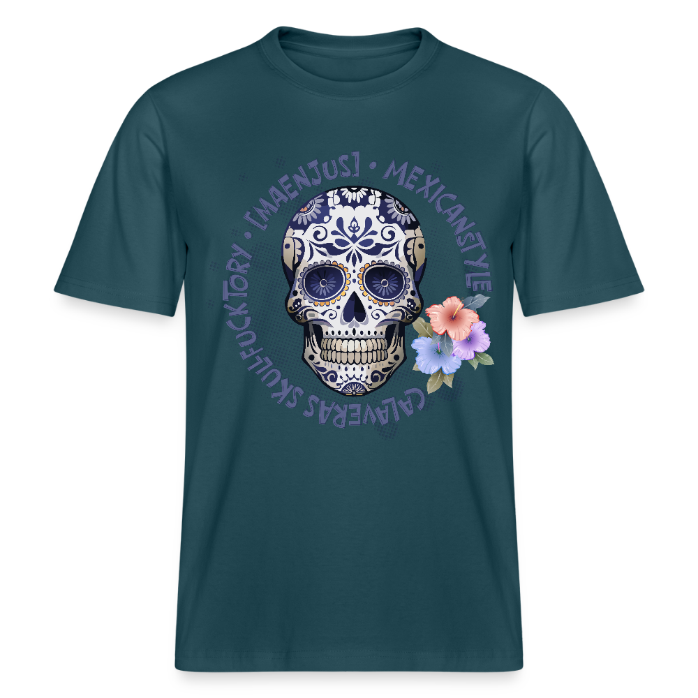 Relaxed Fit Unisex Bio-T-Shirt mit MAENJUS MEXICANSTYLE PRINT Vorderseite - Dunkles Petrol