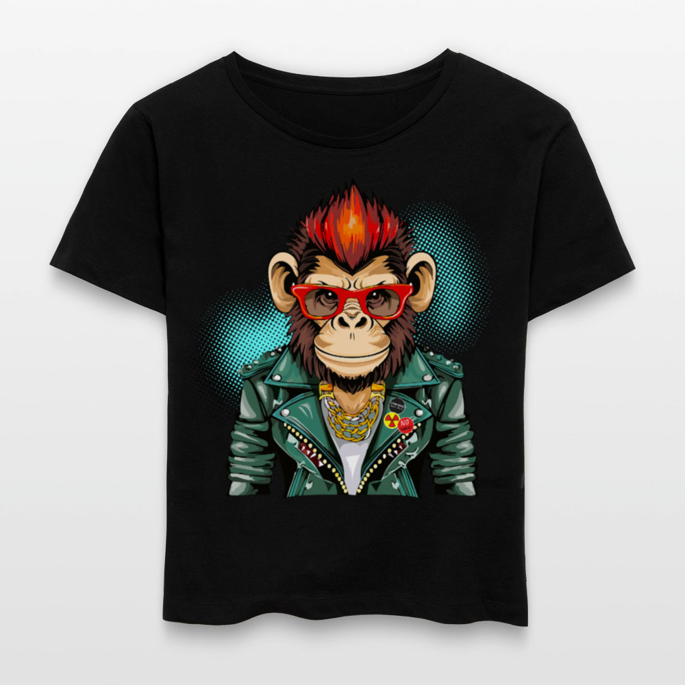 Frauen T-Shirt mit MONKEYPRINT - Schwarz