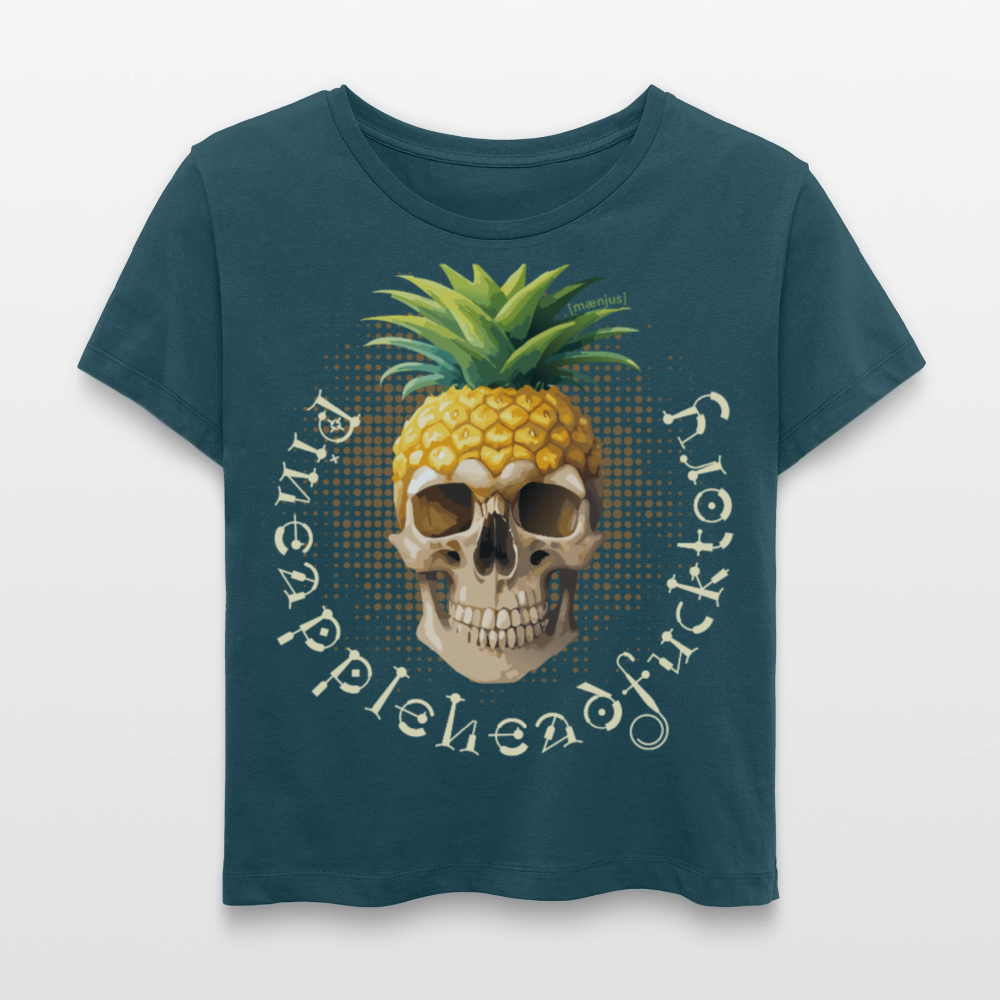 Frauen T-Shirt mit PINEAPPLE SKULL PRINT - Dunkles Petrol