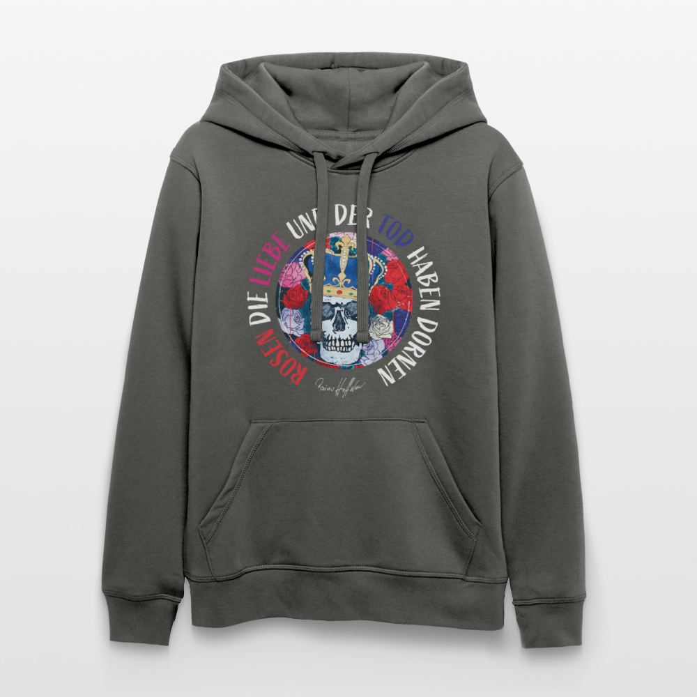 Oversized Unisex Hoodie mit ROSEN DIE LIEBE UND DER TOD HABEN DORNEN PRINT - Anthrazit