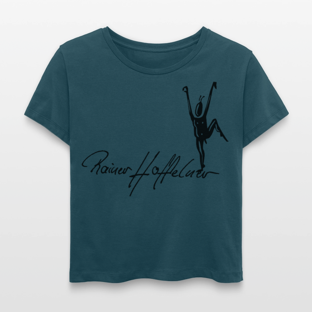 Frauen T-Shirt mit TUSCHEMÄNNCHEN PRINT - Dunkles Petrol