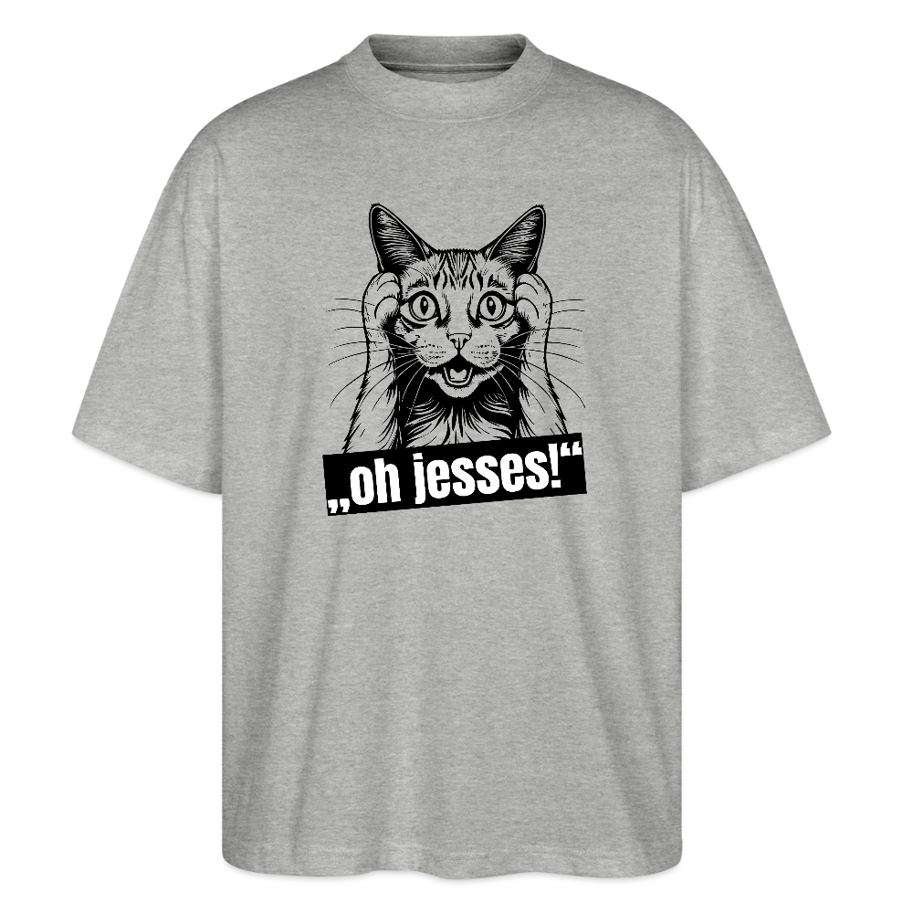Oversized Unisex T-Shirt mit OH JESSES PRINT - Grau meliert