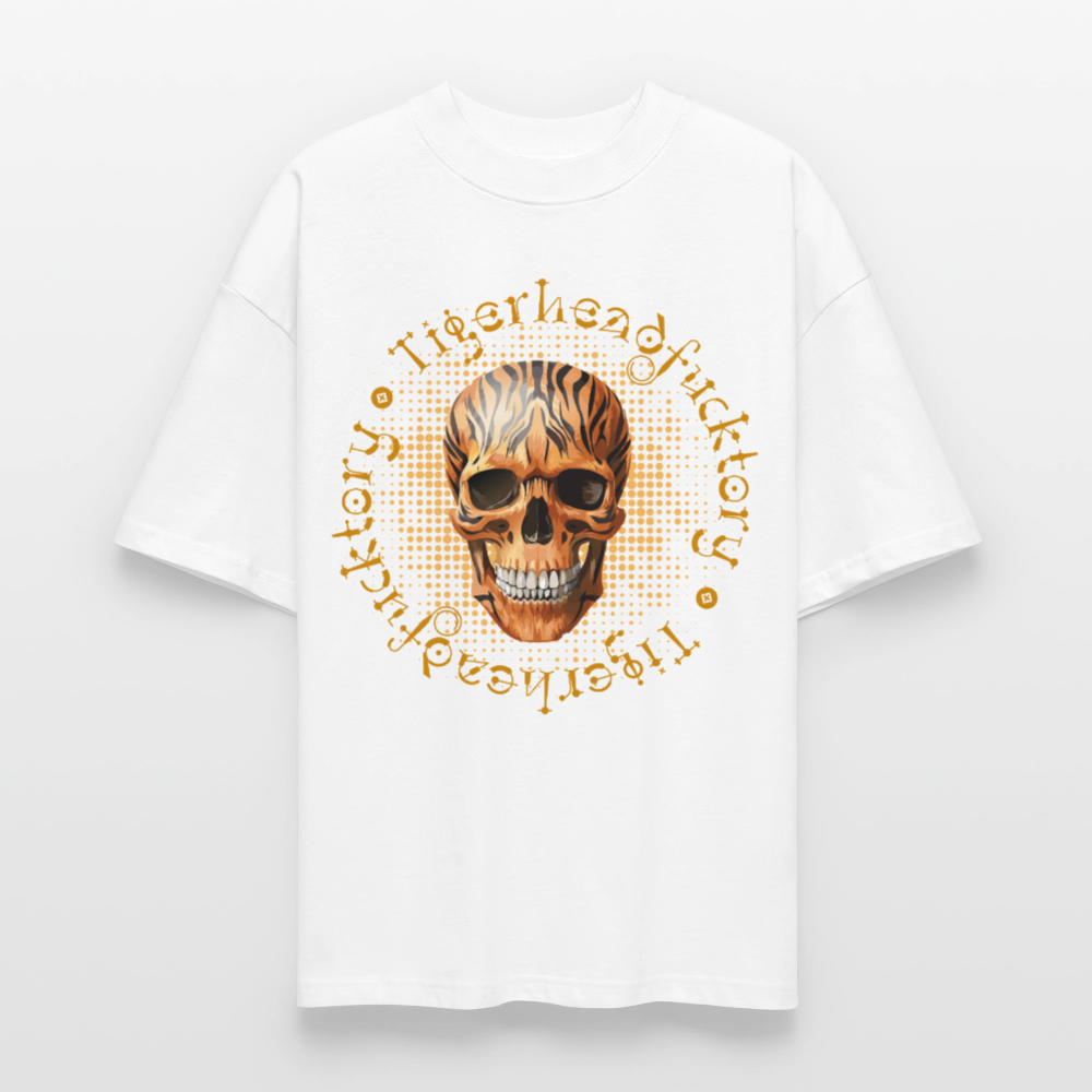 Oversized Unisex T-Shirt mit TIGERHEAD SKULL PRINT - Weiß