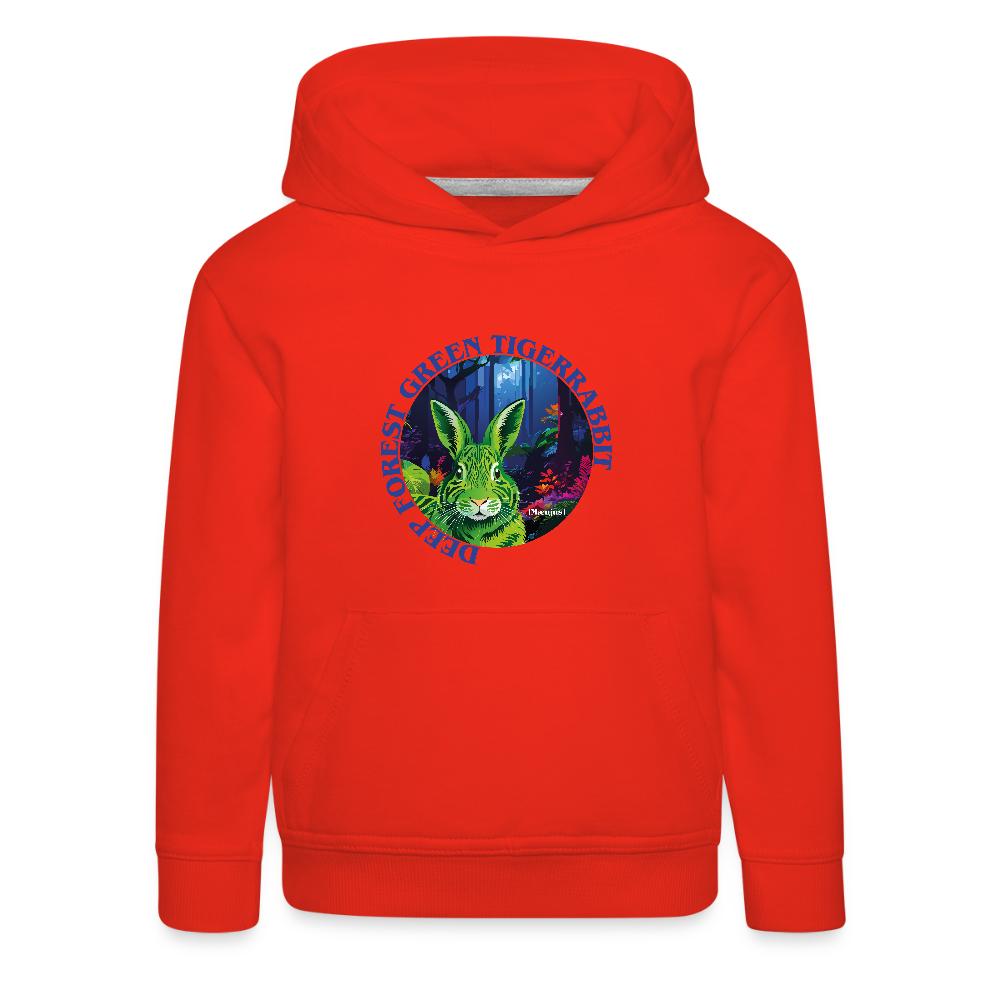 MNJS KIDS Premium Hoodie mit DEEP FOREST GREEN TIGERRABBIT PRINT - Rot