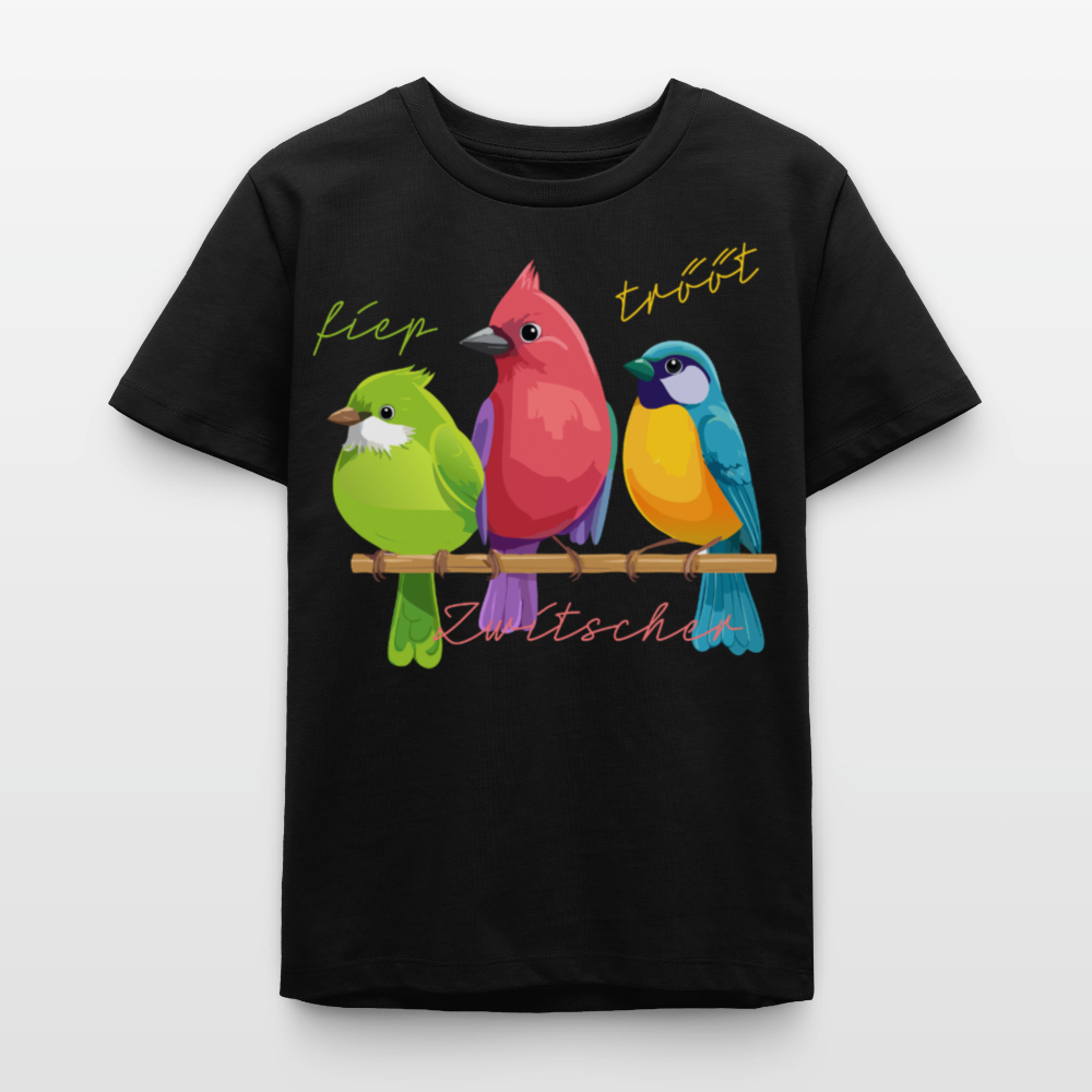 MNJS TEENS Bio T-Shirt mit ZWITSCHERGÄNG PRINT - Schwarz