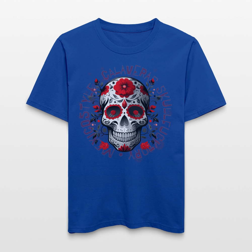 Relaxed Fit Unisex Bio-T-Shirt mit CALAVERS ROSEN PRINT Vorderseite - Dunkelblau