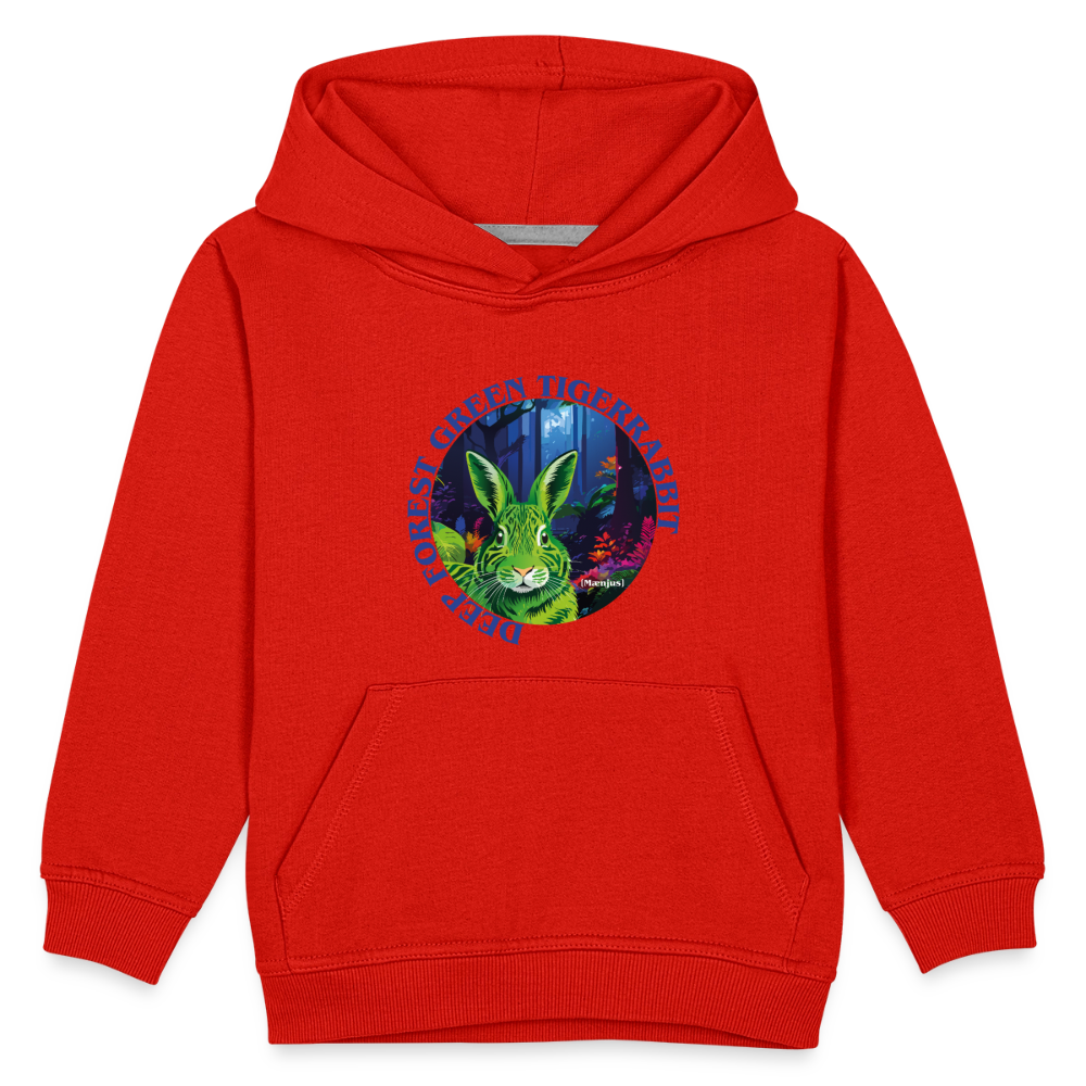 MNJS KIDS Premium Hoodie mit DEEP FOREST GREEN TIGERRABBIT PRINT - Rot