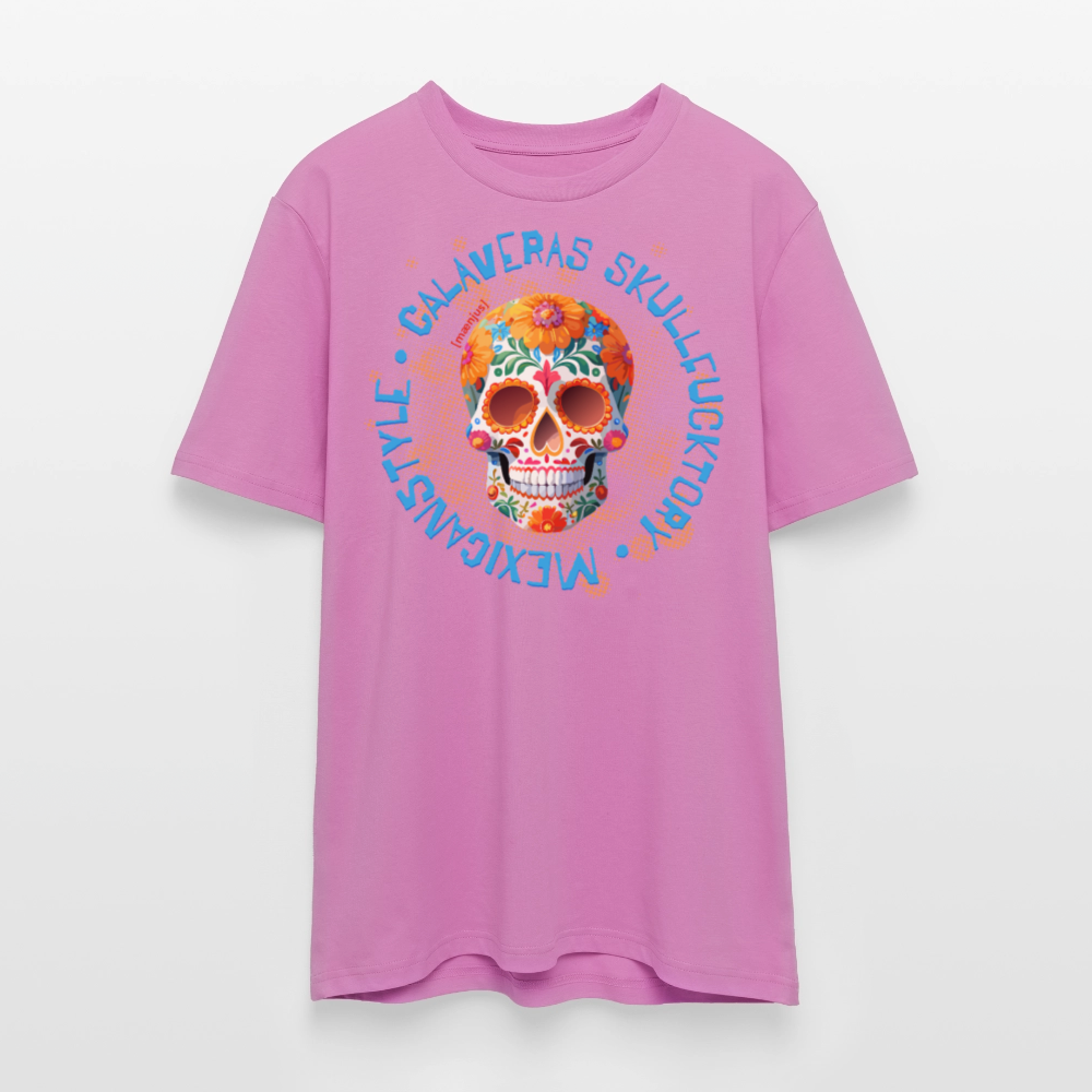 Unisex Bio-T-Shirt mit CALAVERAS MEXICANSTYLE PRINT Vorderseite - Pink